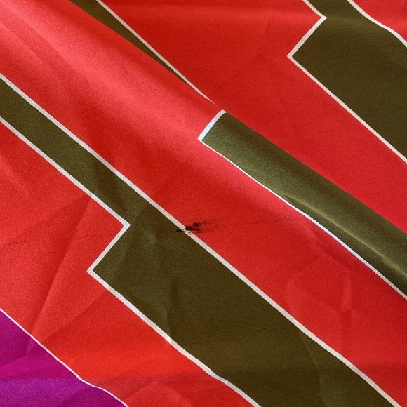 Pink, red, green, bro silk scarf vintage - Picture 5 of 5